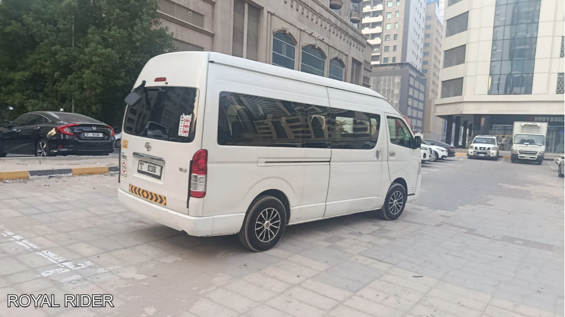 15 seater Hiace used as a smaller UAE bus rental price category