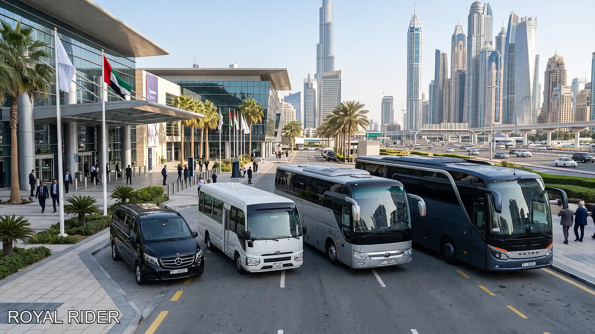 Event transportation Dubai with buses and group shuttle service